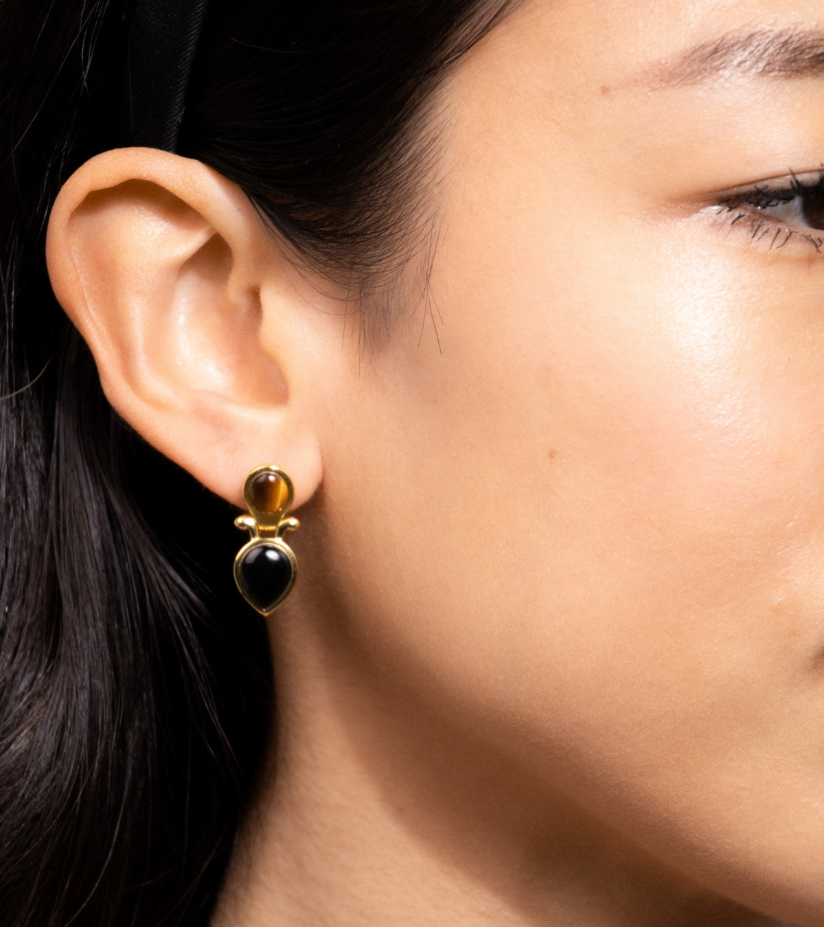 ★MIDNIGHT MOMENT.★ invert onetouch earring gold Deja CZ & Mother of Pearl Star Drop Stud Earrings – Sterling